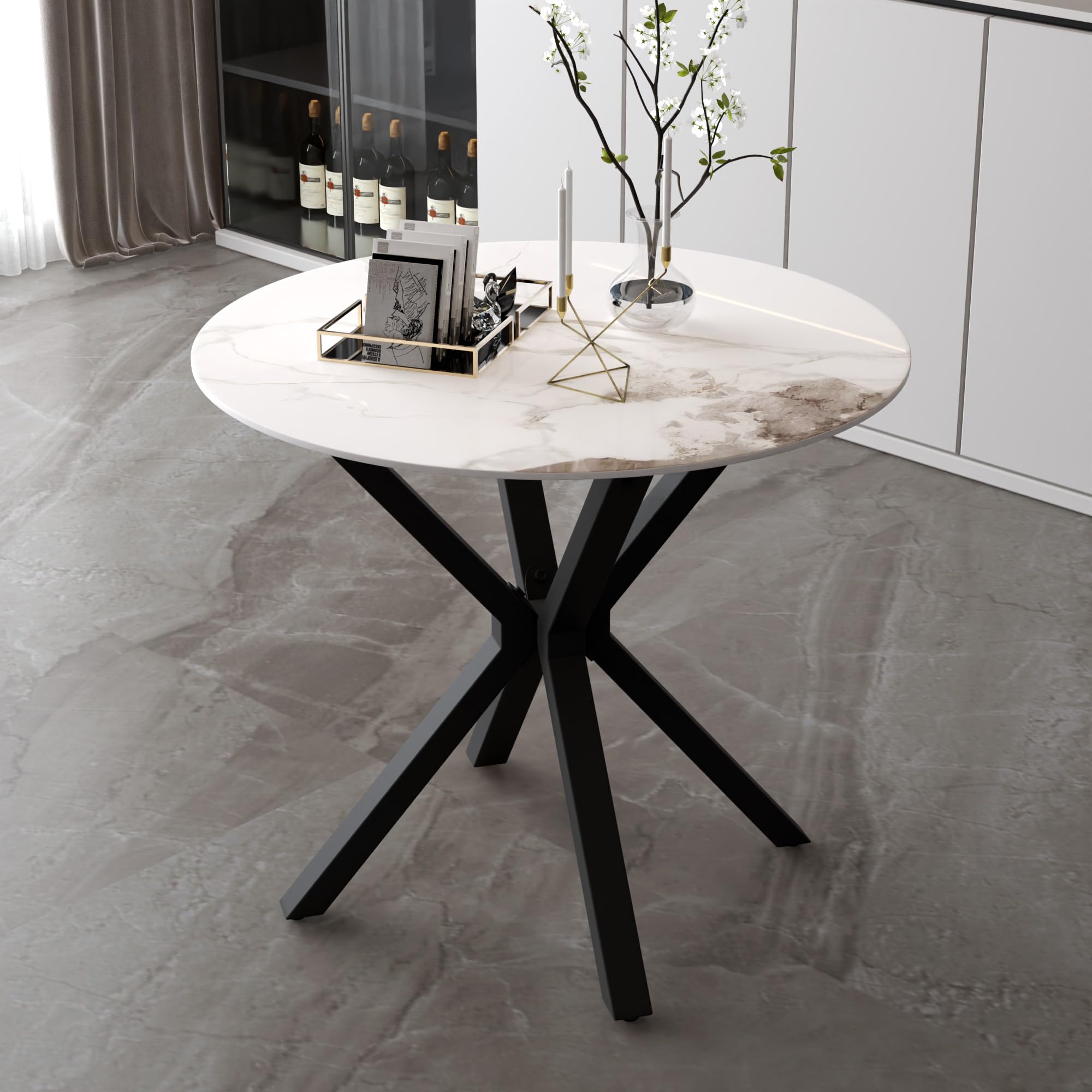 NIERN Round Dining Table, 31.5